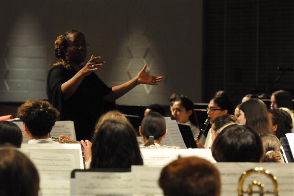 Students performing at the 2023-2024 All County Band Concert